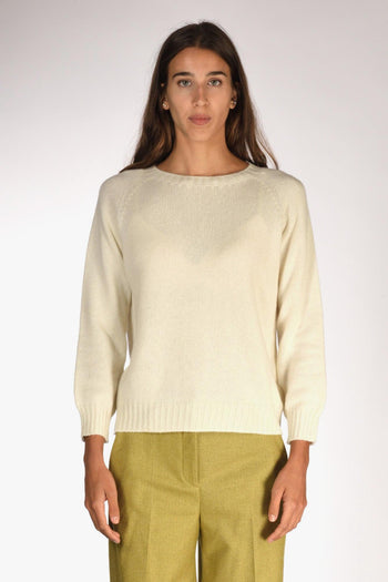 Maglia Girocollo Bianco Naturale Donna - 2