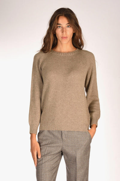 Maglia Girocollo Marrone Chiaro Donna