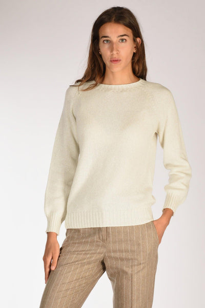 Maglia Girocollo Bianco/argento Donna