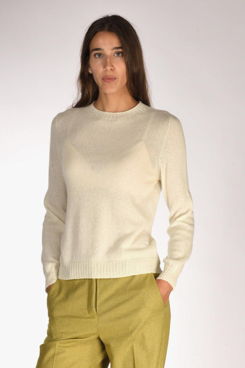 Maglia Girocollo Bianco Naturale Donna