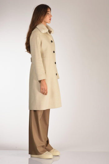 Cappotto Visone Beige Chiaro Donna - 4