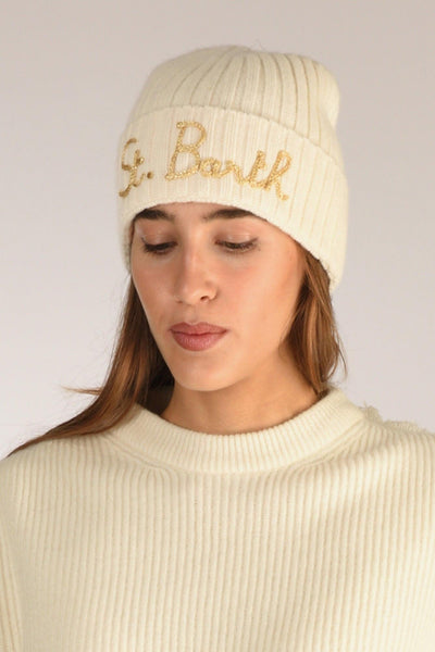Saint Barth Cappello Wengen Bianco/oro Donna