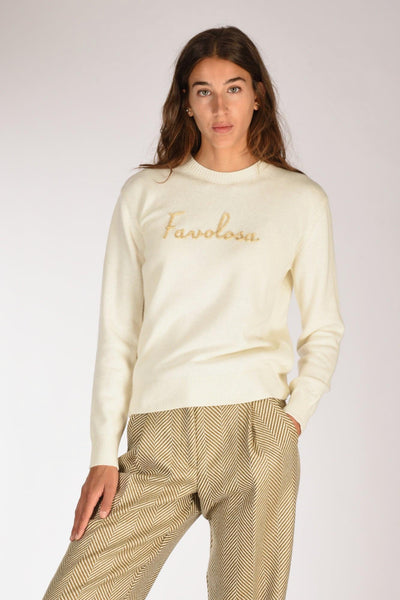 Saint Barth Maglia New Queen Bianco/oro Donna