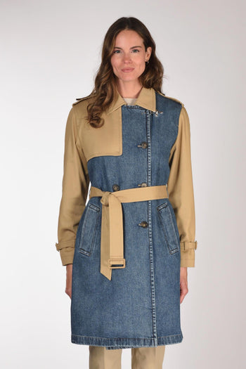 Trench Bitessuto Blu/beige Donna - 2