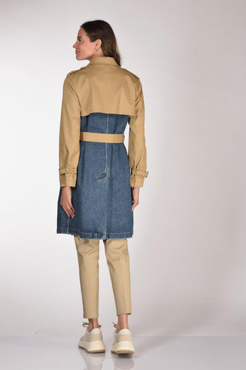 Trench Bitessuto Blu/beige Donna - 5
