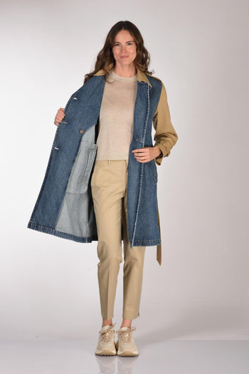 Trench Bitessuto Blu/beige Donna - 6