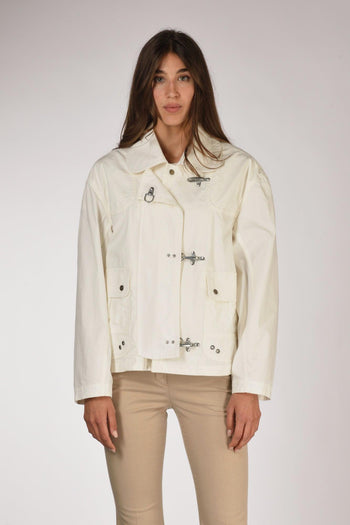 Bomber 3 Ganci Bianco Donna - 2