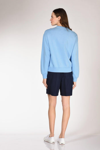 Felpa Girocollo Azzurro Donna - 5
