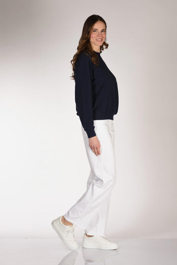 Felpa Girocollo Blu Donna - 4