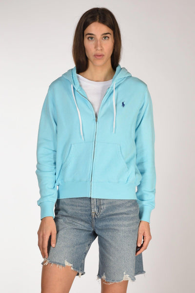 Felpa Zip Azzurro Donna
