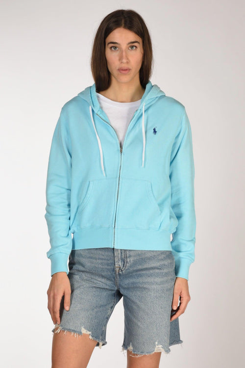 Felpa Zip Azzurro Donna
