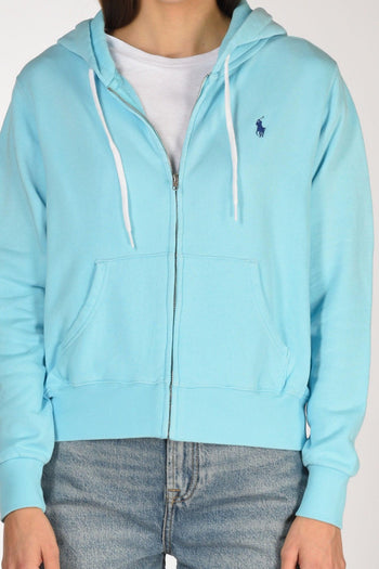 Felpa Zip Azzurro Donna - 3