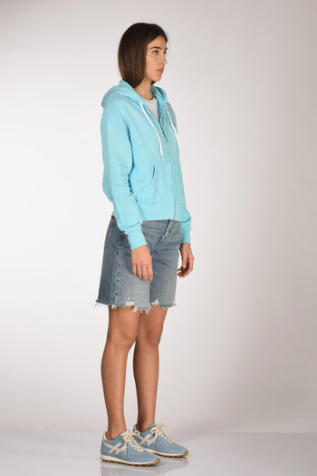 Felpa Zip Azzurro Donna - 4