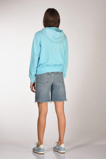 Felpa Zip Azzurro Donna - 5
