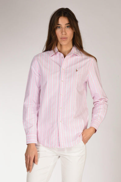 Camicia Rigata Rosa/blu Donna
