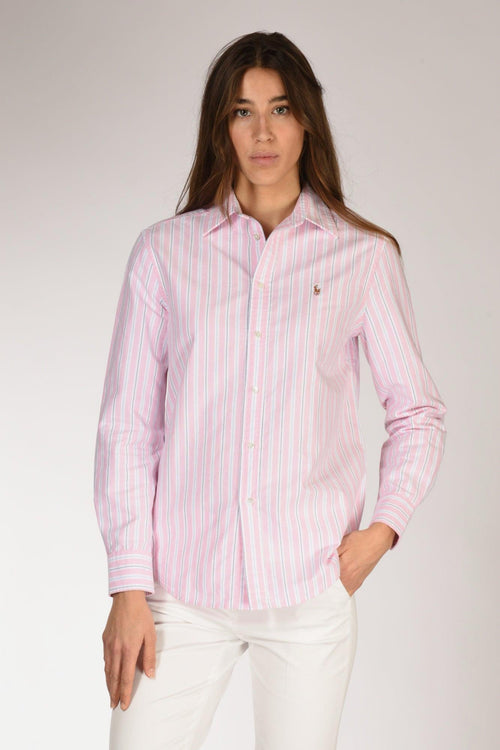 Camicia Rigata Rosa/blu Donna