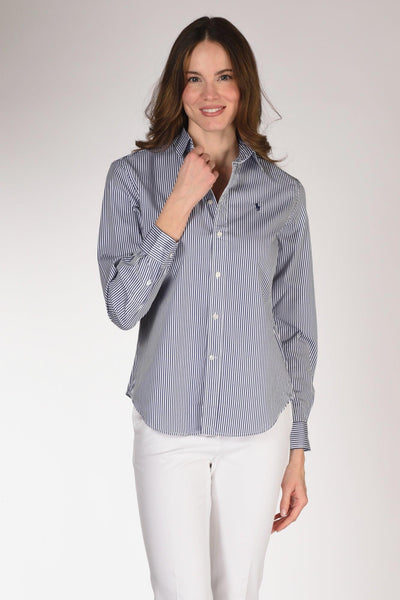 Camicia Rigata Bianco/blu Donna