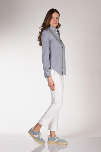 Camicia Rigata Bianco/blu Donna - 4