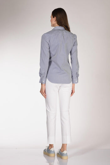 Camicia Rigata Bianco/blu Donna - 5
