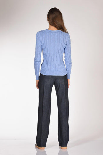 Maglia Treccia Azzurro Donna - 5