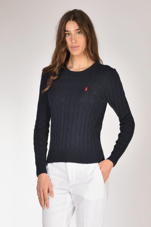 Maglia Treccia Blu Donna