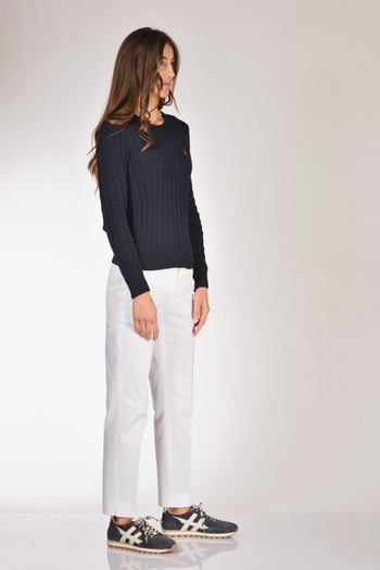 Maglia Treccia Blu Donna - 4