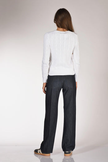 Maglia Treccia Bianco Donna - 5