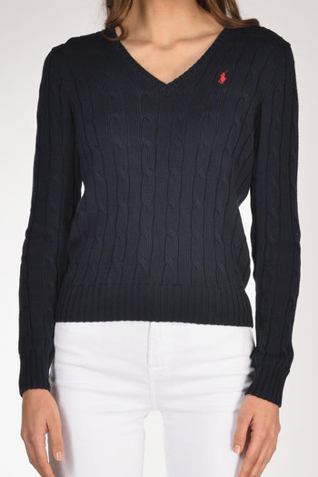 Maglia V Blu Donna - 3