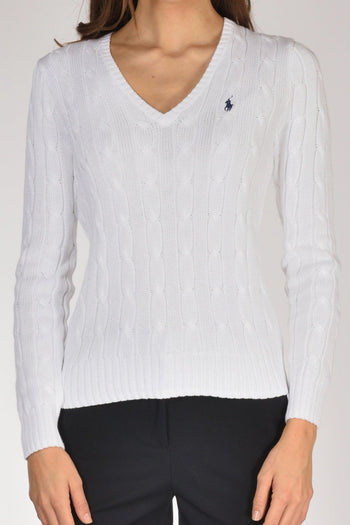 Maglia V Bianco Donna - 3