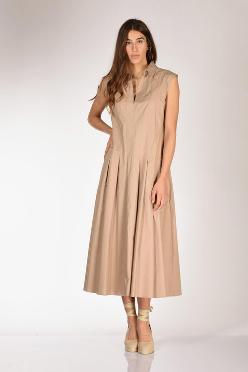 Abito Smanicato Beige Scuro Donna