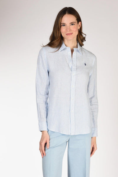 Camicia Rigata Blu/bianco Donna