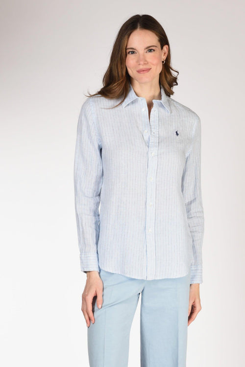 Camicia Rigata Blu/bianco Donna