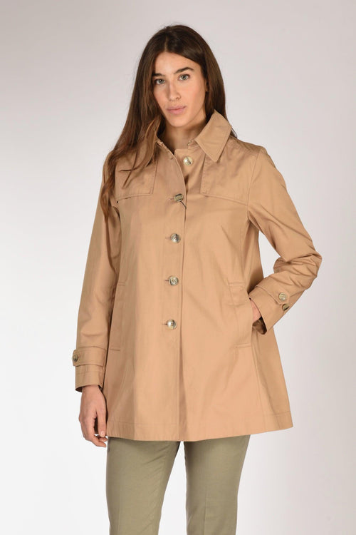 Caban Con Colletto Beige Cammello Donna