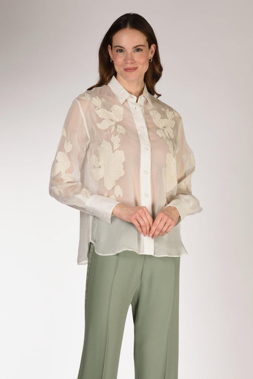 Camicia Organza Bianco Naturale Donna
