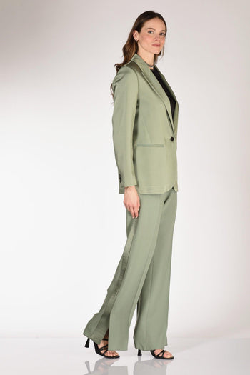 Pantaloni Satin Verde Donna - 2