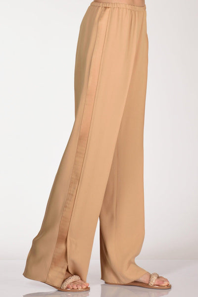 Pantaloni Satin Beige Donna