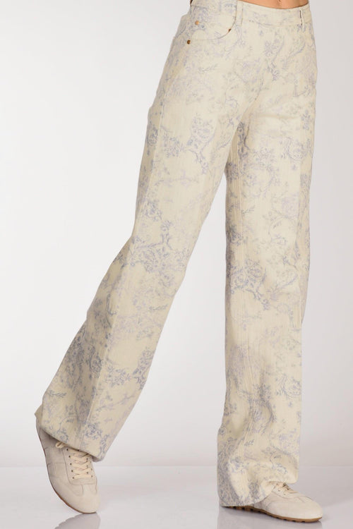 Pantalone Stampa Azzurro/bianco Donna