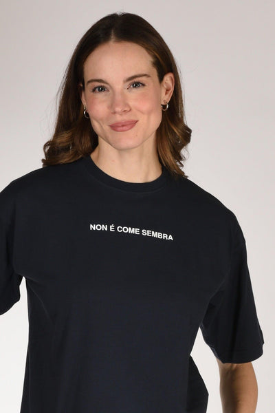 Tshirt Scritta Blu Donna