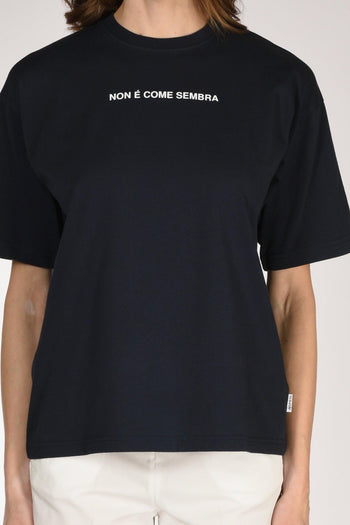 Tshirt Scritta Blu Donna - 3