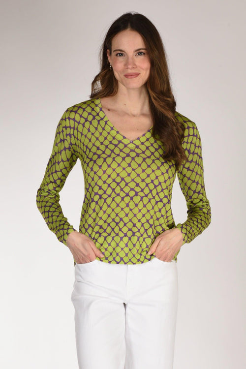 Maglia Stampata Verde/viola Donna
