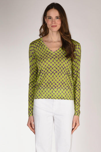 Maglia Stampata Verde/viola Donna - 2