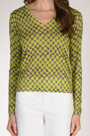 Maglia Stampata Verde/viola Donna - 3