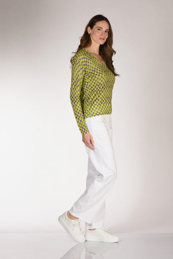 Maglia Stampata Verde/viola Donna - 4