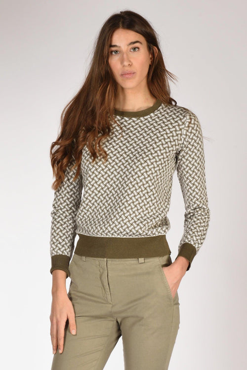 Maglia Biscottino Verde/bianco Donna