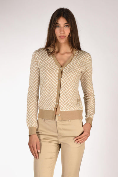 Cardigan Beige/bianco Donna