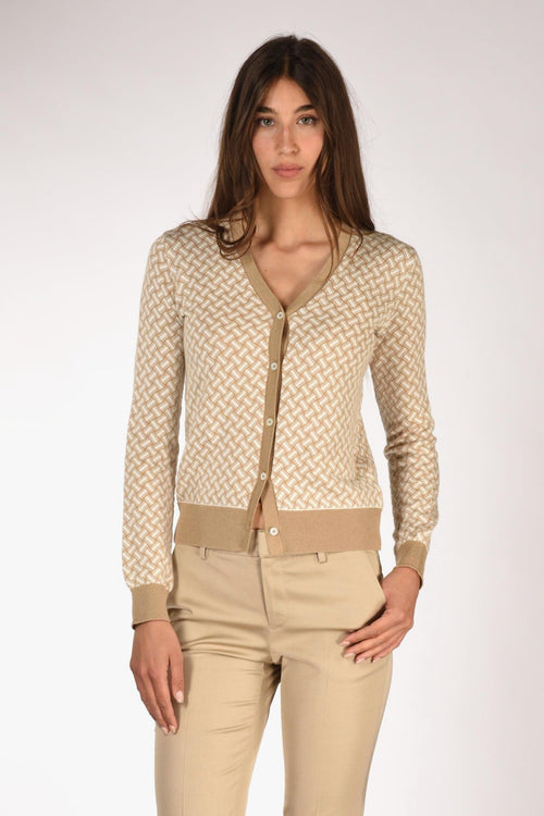 Cardigan Beige/bianco Donna