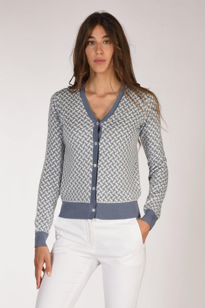 Cardigan Bianco/azzurro Donna