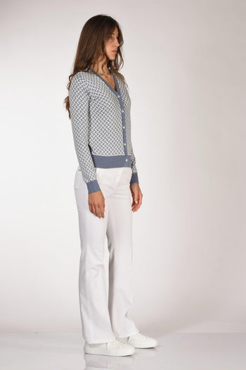 Cardigan Bianco/azzurro Donna - 4