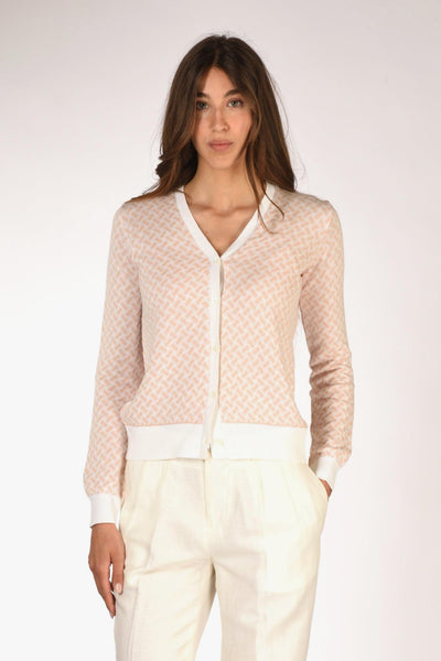 Cardigan Rosa/bianco Donna