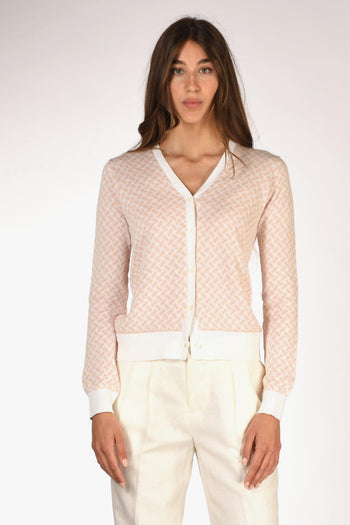 Cardigan Rosa/bianco Donna - 2